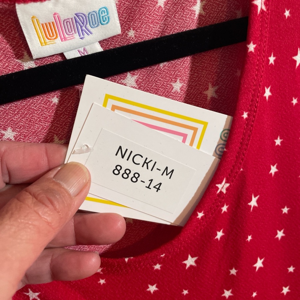 LuLaRoe Red Star Pattern Dress - Picture 2 of 6